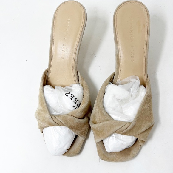 Veronica Beard Shoes Size 9 Beige Melli Kitten Heels Mule Sandals Slide Slip On - Picture 1 of 11